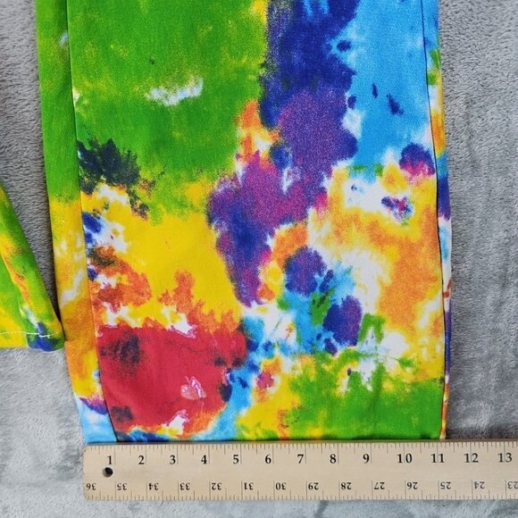 2BME Fashion Jeans Womens M High Rise Bell Bottom Flare Rainbow Tie Dye Boho - Picture 10 of 10